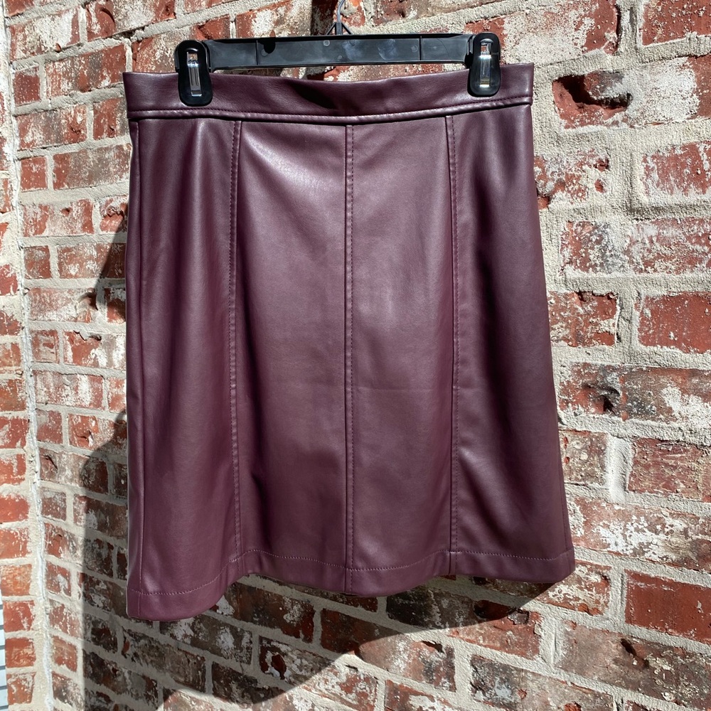 Banana Republic Faux Leather A-Line Skirt in Plum